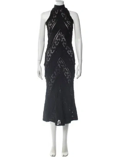 Pre-owned Charo Ruiz Mock Neck Long Dress W/ Tags In Black