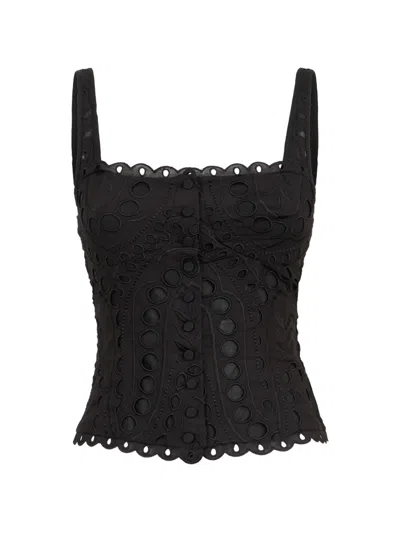 Charo Ruiz Nereus Cutwork Top In Black