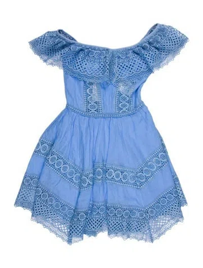 Pre-owned Charo Ruiz Off-the-shoulder Mini Dress In Blue