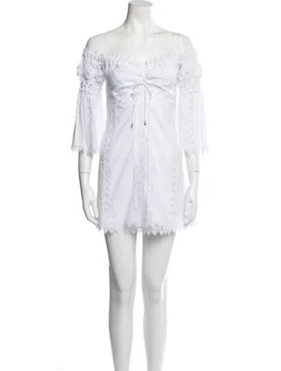 Pre-owned Charo Ruiz Off-the-shoulder Mini Dress In White