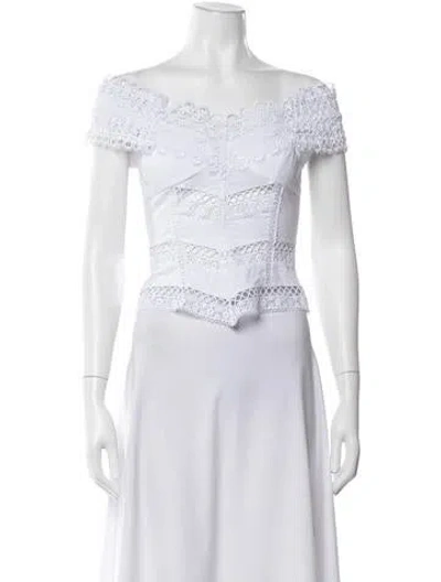 Pre-owned Charo Ruiz Off-the-shoulder Short Sleeve Blouse In White