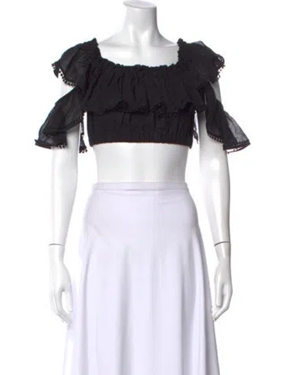 Pre-owned Charo Ruiz Off-the-shoulder Short Sleeve Crop Top In Black