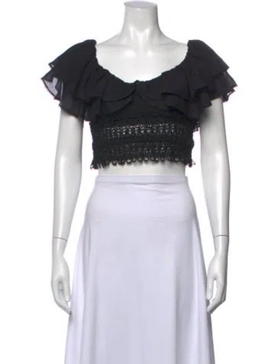 Pre-owned Charo Ruiz Off-the-shoulder Short Sleeve Crop Top In Black
