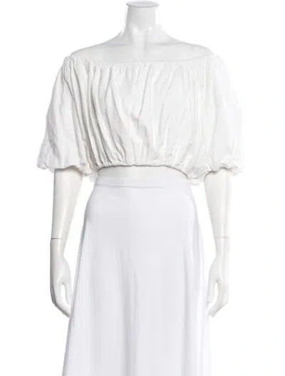 Pre-owned Charo Ruiz Off-the-shoulder Short Sleeve Crop Top In White