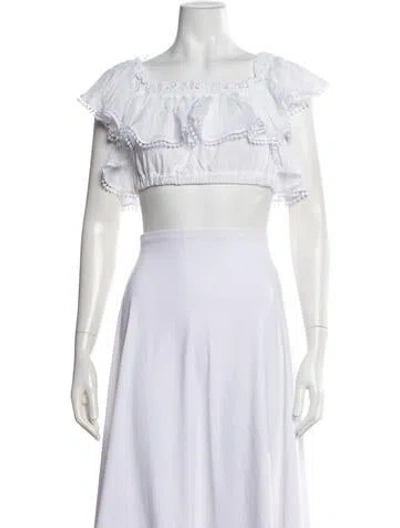 Pre-owned Charo Ruiz Off-the-shoulder Short Sleeve Crop Top In White
