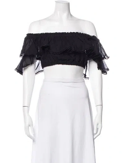 Pre-owned Charo Ruiz Off-the-shoulder Sleeveless Crop Top In Black