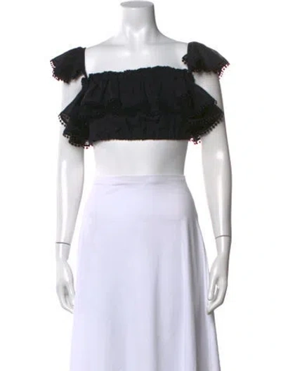 Pre-owned Charo Ruiz Off-the-shoulder Sleeveless Crop Top In Black