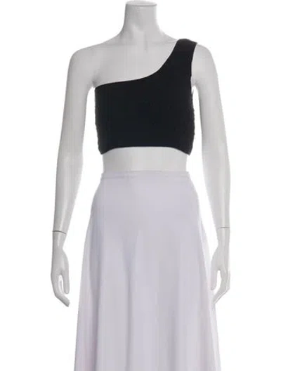Pre-owned Charo Ruiz One-shoulder Sleeveless Crop Top In Black