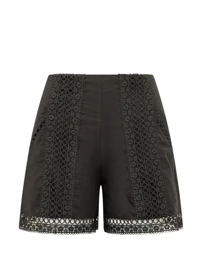 Charo Ruiz Oralia Lace-trim Shorts In Black