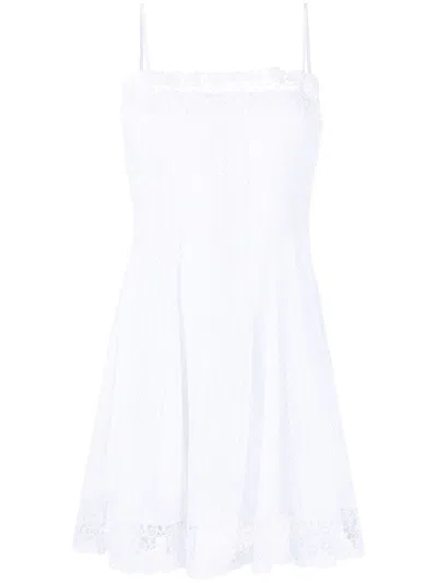 Charo Ruiz Ornella Lace-trimmed Cotton-blend Mini Dress In White