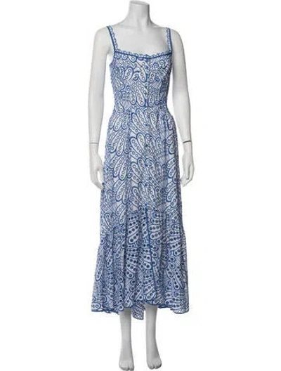 Pre-owned Charo Ruiz Paisley Print Midi Length Dress In Blue/white