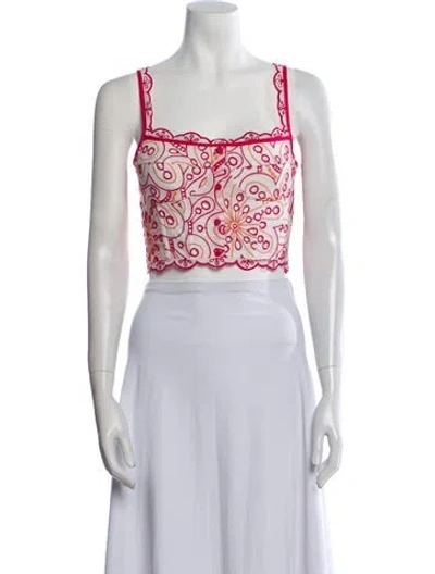 Pre-owned Charo Ruiz Paisley Print Square Neckline Crop Top In Pink