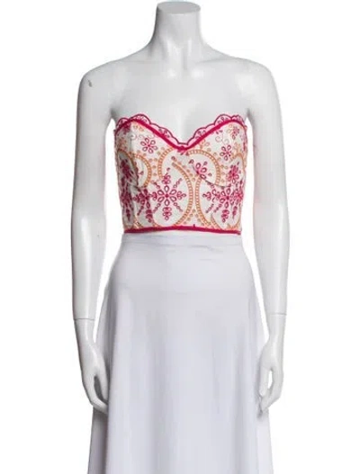 Pre-owned Charo Ruiz Paisley Print Strapless Crop Top In White