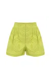 Charo Ruiz Palok Shorts In Broderie Anglaise In Lime Punch