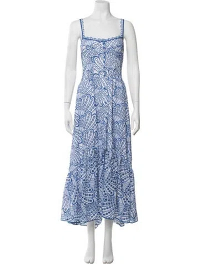 Pre-owned Charo Ruiz Patterned Long Dress In Blue/white