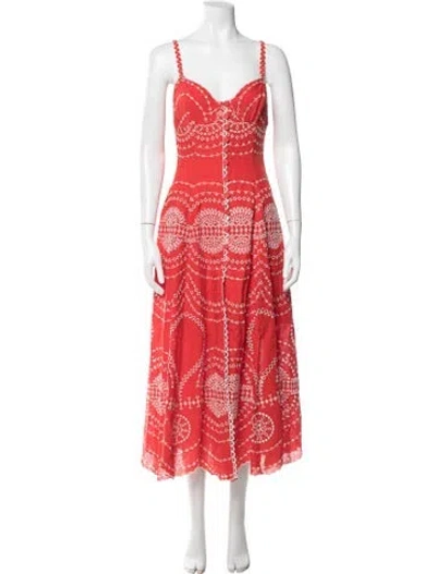Pre-owned Charo Ruiz Patterned Midi Length Dress In Red
