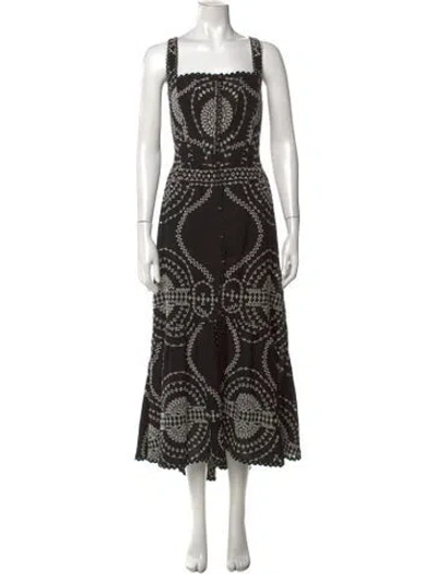 Pre-owned Charo Ruiz Patterned Midi Length Dress W/ Tags In Black
