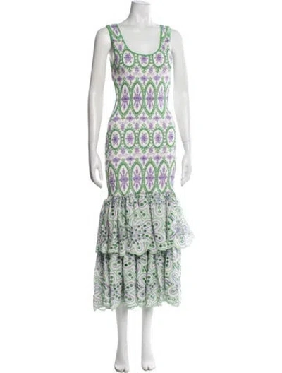 Pre-owned Charo Ruiz Patterned Midi Length Dress In White