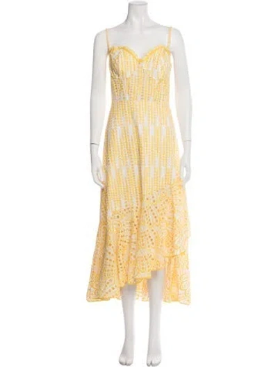 Pre-owned Charo Ruiz Patterned Midi Length Dress In Yellow