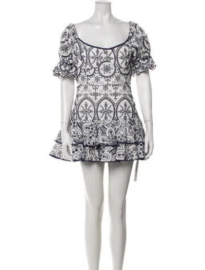 Pre-owned Charo Ruiz Patterned Mini Dress In White