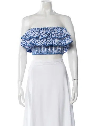 Pre-owned Charo Ruiz Patterned Off-the-shoulder Crop Top In Neutral