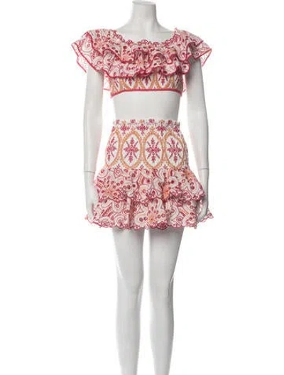 Pre-owned Charo Ruiz Patterned Ruffle Embellishment Skirt Set In Red/white