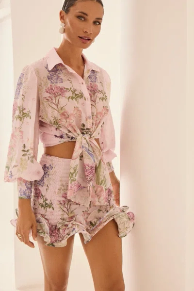 Charo Ruiz Pink Botanic Blouse Aster In Neutral