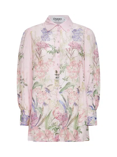 Charo Ruiz Aster Floral-print Cotton-blend Shirt In Pink