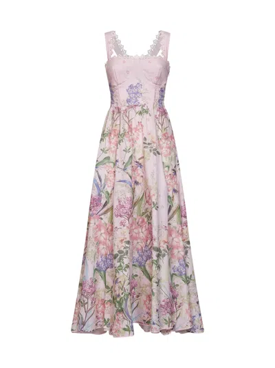 Charo Ruiz Pink Printed Cotton Blend Crissy Long Dress In Multi