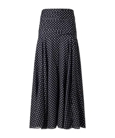 Charo Ruiz Senda Polka-dot Cotton-blend Maxi Skirt In Black