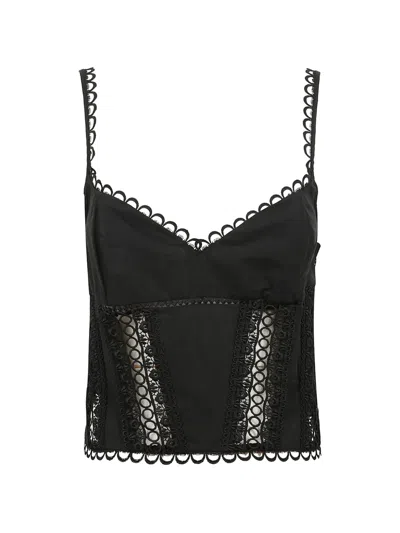 Charo Ruiz Poppy Scalloped-trim Top In Black