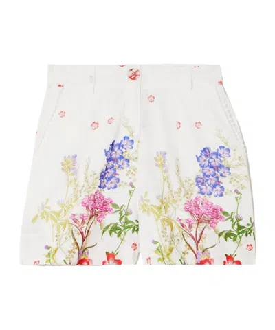 Charo Ruiz Print Cotton-blend Voile Shorts In White