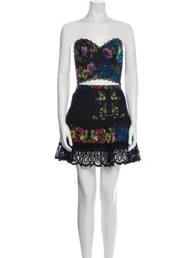 Pre-owned Charo Ruiz Printed Crochet Trim Skirt Set In Blue