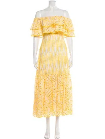 Pre-owned Charo Ruiz Printed Long Dress In Yellow
