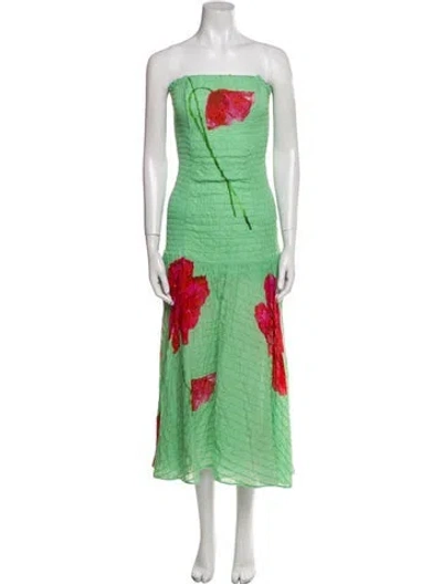Pre-owned Charo Ruiz Printed Midi Length Dress In Green