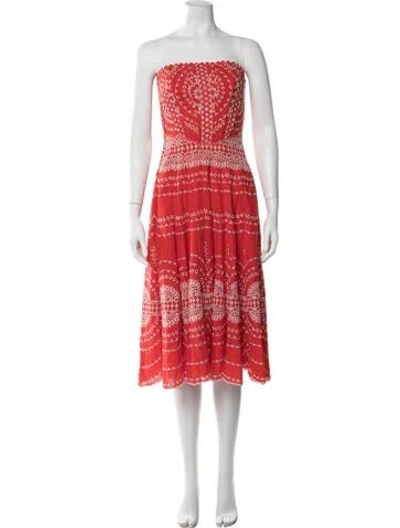 Pre-owned Charo Ruiz Printed Midi Length Dress W/ Tags In Red