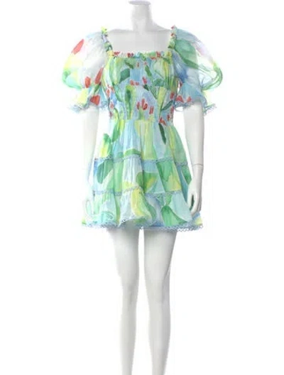 Pre-owned Charo Ruiz Printed Mini Dress In Blue