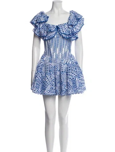 Pre-owned Charo Ruiz Printed Mini Dress In Blue/white