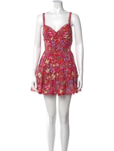 Pre-owned Charo Ruiz Printed Mini Dress W/ Tags In Red