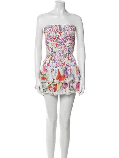 Pre-owned Charo Ruiz Printed Mini Dress In White