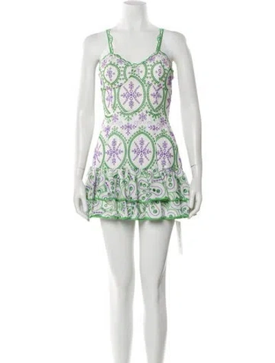 Pre-owned Charo Ruiz Printed Mini Dress In White