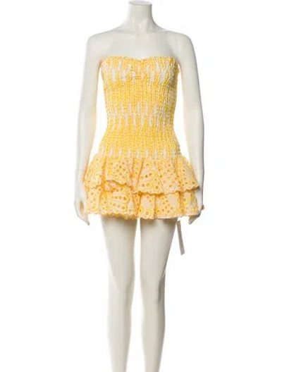 Pre-owned Charo Ruiz Printed Mini Dress In Yellow