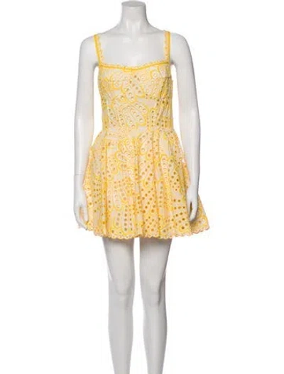 Pre-owned Charo Ruiz Printed Mini Dress In Yellow