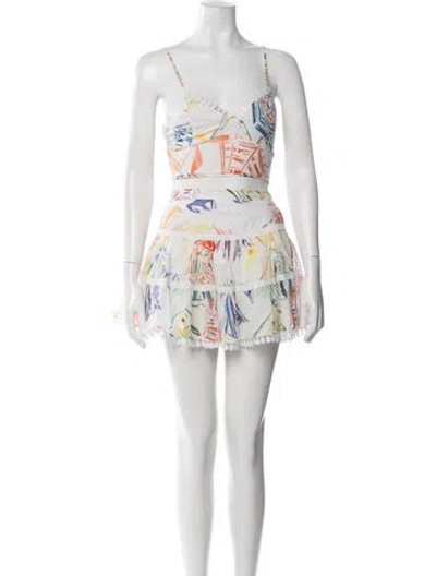 Pre-owned Charo Ruiz Printed Skirt Set In White