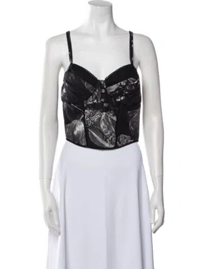Pre-owned Charo Ruiz Printed Square Neckline Crop Top In Black