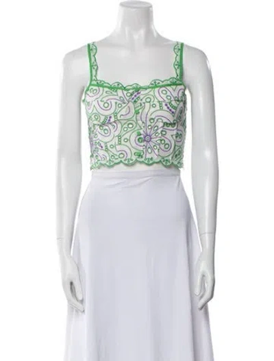 Pre-owned Charo Ruiz Printed Square Neckline Crop Top W/ Tags In White