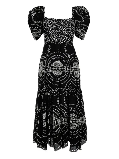 Charo Ruiz Puff-sleeve Embroidered Dress