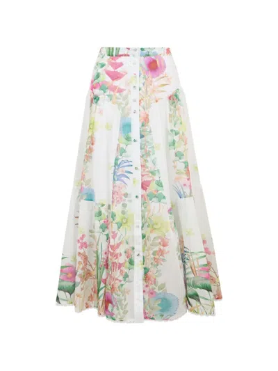 Charo Ruiz Roselle Floral-prim Buttoned Skirt In Multi