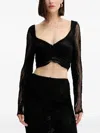 Charo Ruiz Ruched-detail Lace Blouse In Black