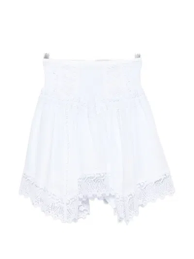 Charo Ruiz Ruffled Mini Skirt With Lace Trim In White